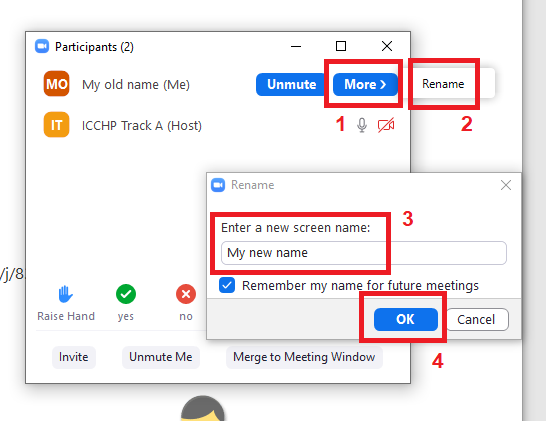 Changing your name on Zoom's GUI